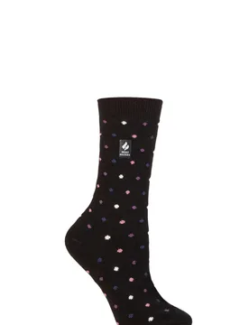 Women's 1 Pair SOCKSHOP 1.0 TOG Ultralite Striped, Argyle & Patterned Socks Turlan Dots Black / Heather Rose 4-8 - Black - Size: Small - Heat Holders - FashionsVida
