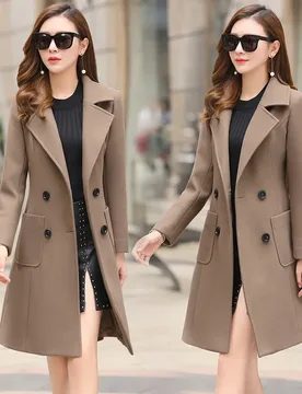 Women Wool Coat Lapel Trench Coat Long Jacket Woolen Overcoat Slim Fit Pockets Versized 2025 Lady Luxury Street Outerwear - Aliexpress - FashionsVida