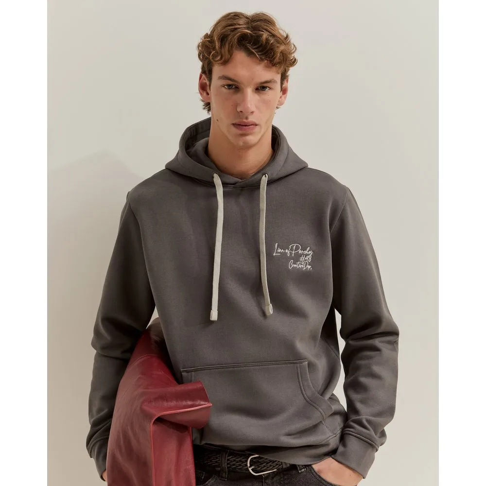 Sudadera de hombre con capucha en gris - Lion of Porches - FashionsVida
