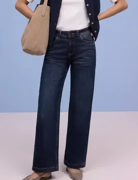 Wide Leg Jeans female Blau