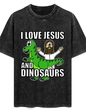 I Love Jesus And Dinosaurs Funny Christian Humor T-Shirt Casual Pattern Print Tee Shirt - Aliexpress - FashionsVida