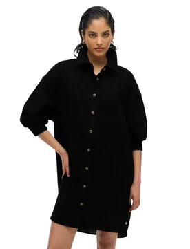 Camicia A Maniche 3/ Ibiza Longline Beach Black M - Superdry - FashionsVida
