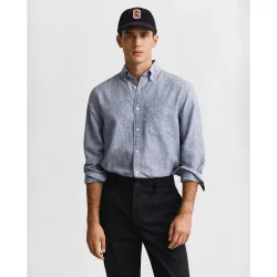 Camisa de hombre de manga larga mezcla de lino