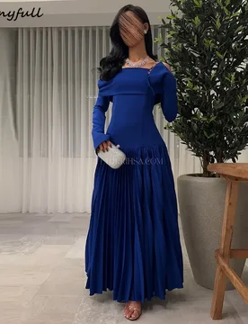Thinyfull A-line Satin Off Shoulder Arab Prom Dresses Full Sleeves Ruched Evening Gown Formal Dress Robe De Soirée Customized ﻿ - Aliexpress - FashionsVida
