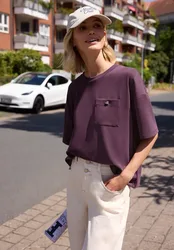 Street One T-Shirt im Silk-Look mit Brusttasche female Lila