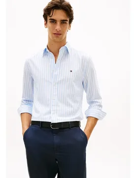 Camisa de caballero de manga larga estampada de popelín - Tommy Hilfiger - FashionsVida