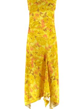 Danella Printed Asymmetric Chiffon Dress