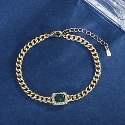 Gemstone bracelet with emerald and pigeon blood ruby, main stone 6*8