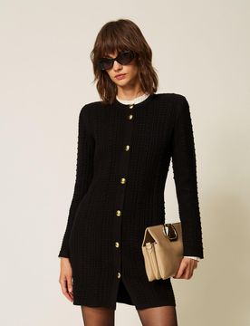 Robe-cardigan courte avec boutons en métal
