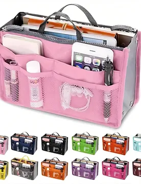 Bolsa de maquillaje con 2 cremalleras y bolso interior, bolsa de tocador multifuncional portátil, disponible en varios colores, bolsa organizadora pa - Shein - FashionsVida