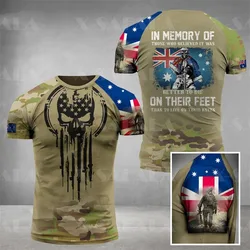Australian Flag Skull Pattern Men's T-shirt - Clothing - Australian Flag T-shirt - Forest Camouflage Short-Sleeved T-shirt