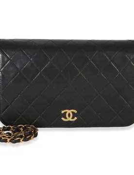 Vintage Black Quilted Lambskin Full Flap Bag - Chanel - FashionsVida