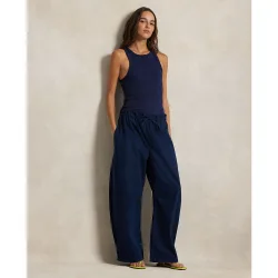 Pantalón ancho de mujer de algodón con cintura elástica
