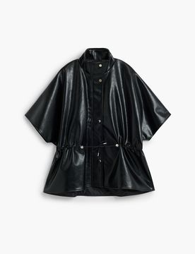 Poncho effet cuir, , PolyurÉThane, Noir, U