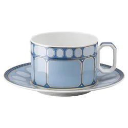 Tazza da tè con piattino Signum, Porcellana, Blu OS