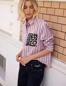 Street One Hemdbluse mit Streifen und Brusttasche female Rosa - Street One Studio - FashionsVida