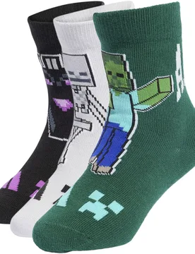 Minecraft 3 Pairs PER Pack Socks Kinder Socken, grau KL - Adidas - FashionsVida