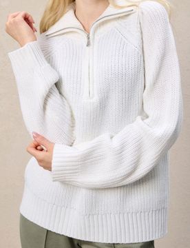 Maglione con colletto - panna