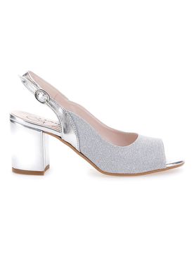 Sandali Argento Con Tacco e Cinturino Sling-back 916 37