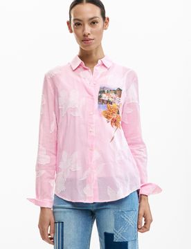 Camisa rayas postal, Mujer, Algodon, Rojo, XS