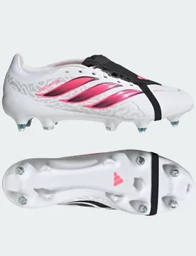 Scarpa da calcio Predator League Fold-Over Tongue Soft Ground 43 1/3 Cloud White / Solar Turbo / Core Black - Adidas - FashionsVida