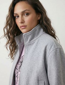 Giacca bomber con collo alto e cinturini - grigio chiaro