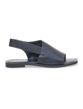 Sandali con Fascia in Pelle Nera e Elastico Posteriore 184987 36