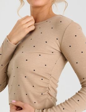 Blusa a pois in misto viscosa - beige