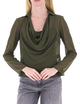 Blusa con drappeggio VERDE MILITARE 40