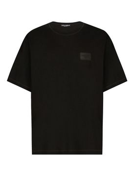 T-shirt in cotone con placca logata