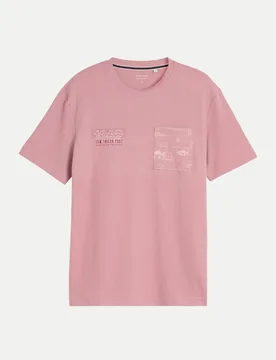 T-Shirt mit Brusttasche Rosa M - Tom Tailor Casual - FashionsVida
