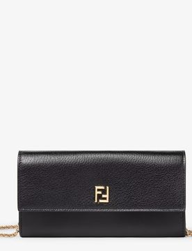Leather Flap Wallet Bag with Detachable Chain Shoulder Strap, 10.5 cm Height x 19 cm Width x 4 cm Depth