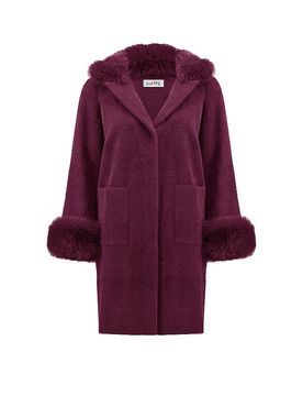 Mantel in Felloptik dunkelrot XXL damen
