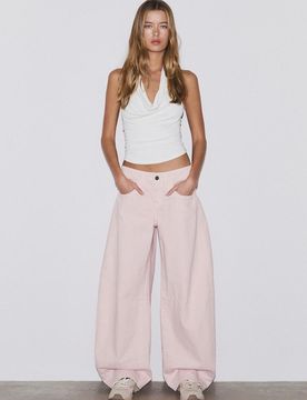 Drapiertes Neckholder-Top Ecru XS