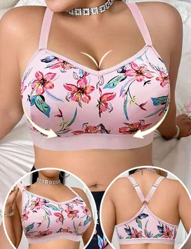 Pieza Sujetador inalámbrico con estampado floral para mujer de talla grande - Shein - FashionsVida