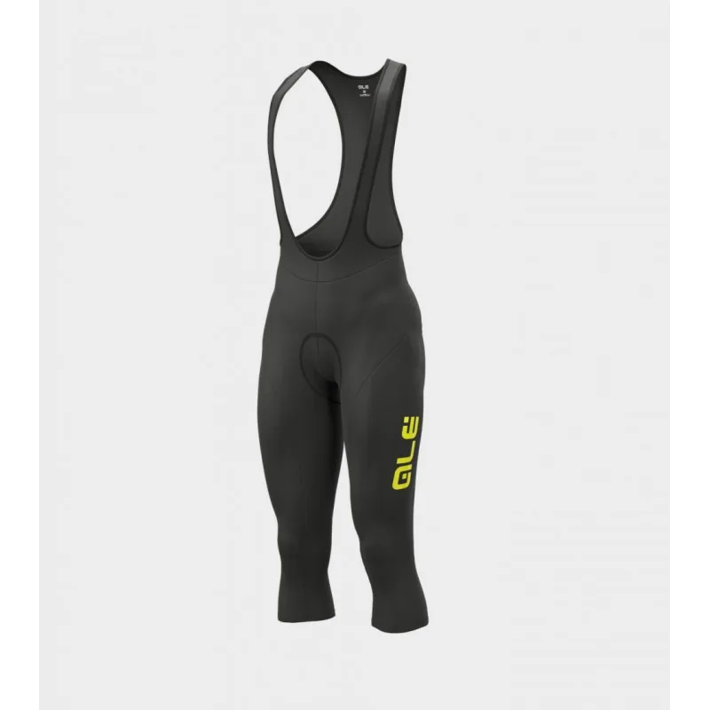 Pantalone invernale ciclismo 3/4 SOLID WINTER nero-giallo fluo 2025 - ALE' - FashionsVida