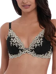 Womens Embrace Lace Plunge Underwire Bra Black Polyamide - Size 36d