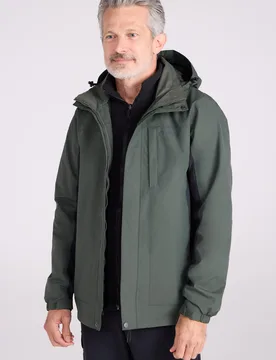 Thunderstorm Mens 3 in 1 Waterproof Jacket - Green - Green - Size: M - Mountain Warehouse - FashionsVida