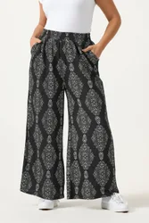 Paisley Textured Trousers - Black - Size: 18R