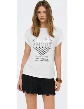 Camiseta larga de mujer de manga corta con escote redondo - Only - FashionsVida