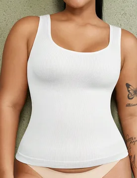 Pieza Top moldeador negro sin costuras de talla grande para mujer, moldeador corporal ligero que da forma al abdomen plano con cinturón de cintura - Shein - FashionsVida