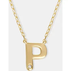 Colgante letra P de oro y diamante