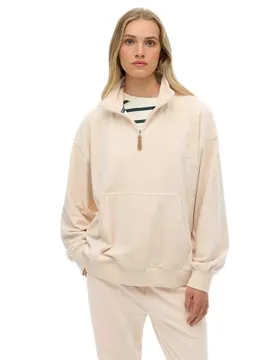 Felpa Con Mezza Zip Country Club Velour Pink Tint XS