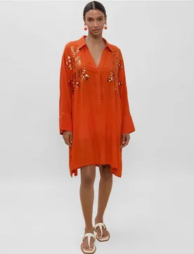 Camisa de mujer oversize con detalles a tono - Lola Casademunt - FashionsVida