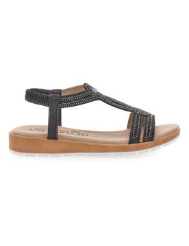 Sandali bassi neri con strass LR253420 38