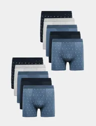 Pack Cotton Stretch Pattern Trunks Blue Mix male