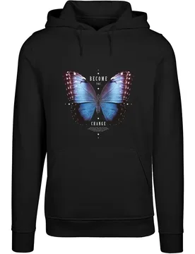 Felpa Con Cappuccio Become The Change Butterfly Black S - Mister TEE - FashionsVida