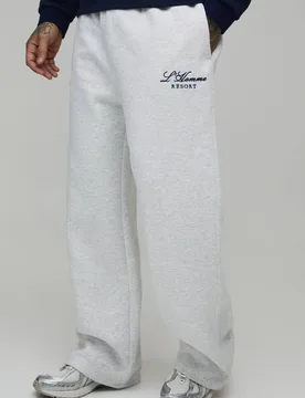 Herren Hohe Weite Bestickte Jogginghose Grey Marl Größe Large - boohooMAN - FashionsVida
