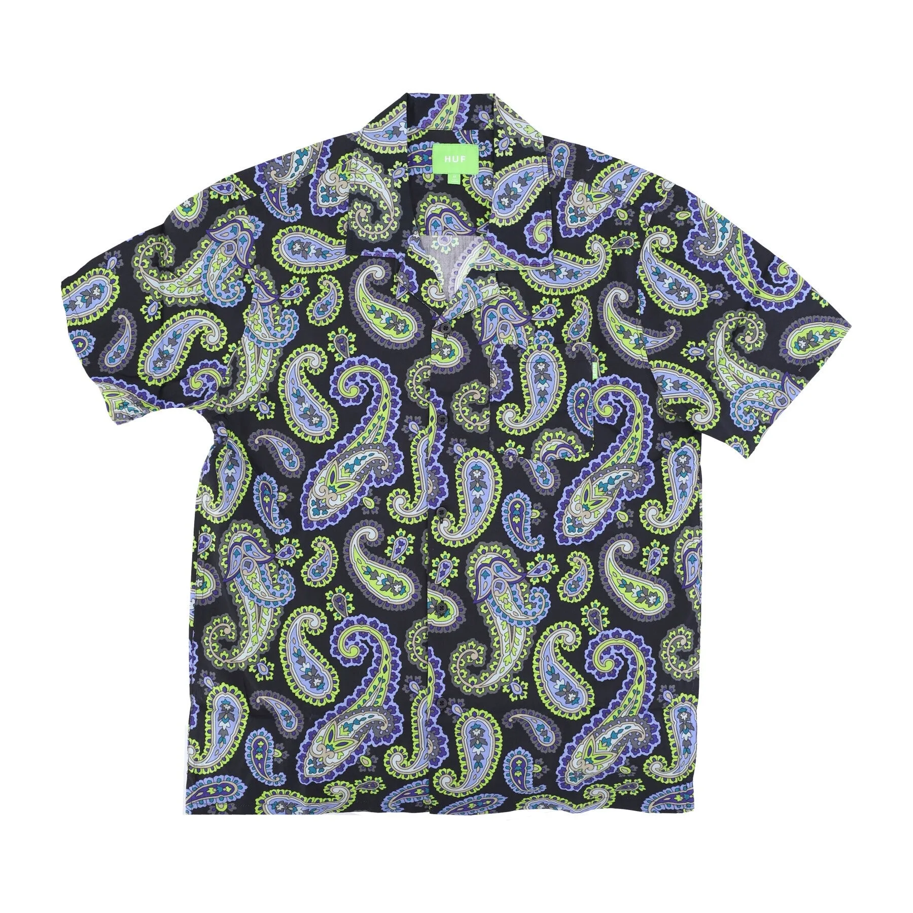 Camicia Manica Corta Uomo Paisley Woven Top Black - Huf - FashionsVida