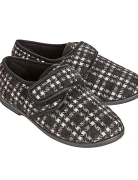Hausschuh "Iris" schwarz-weiß - 3Pagen - FashionsVida